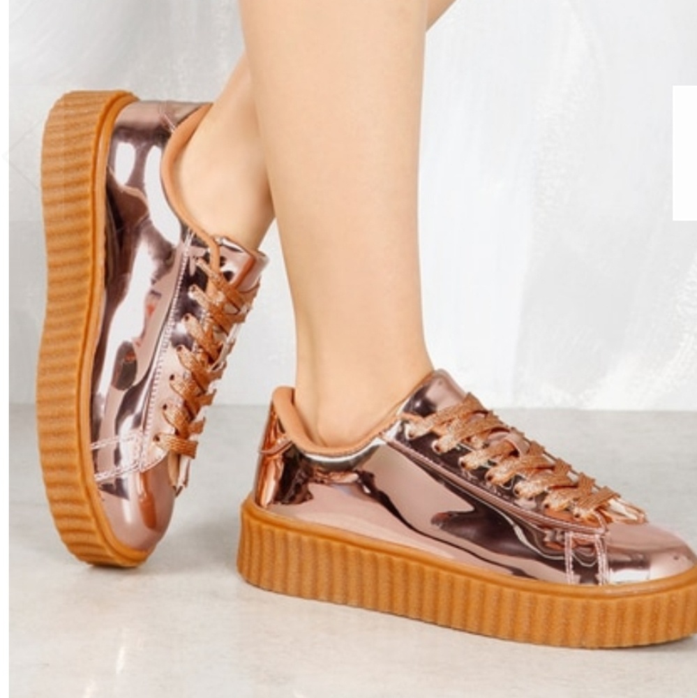Rose Gold Platform Creeper Sneakers